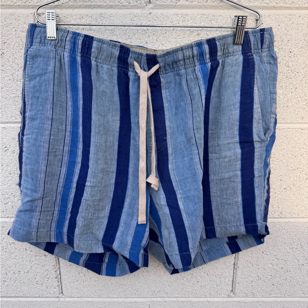 Banana Republic Linen Blue Striped Men's Shorts